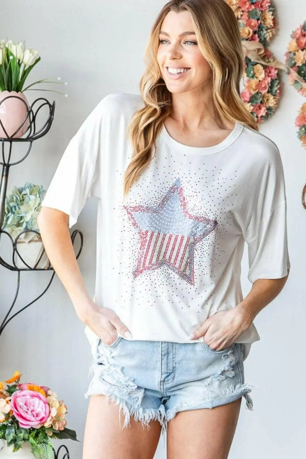 Trendsi Starlight Graphic Tee Women's Casual Short Sleeve T-Shirt - Chic Patch