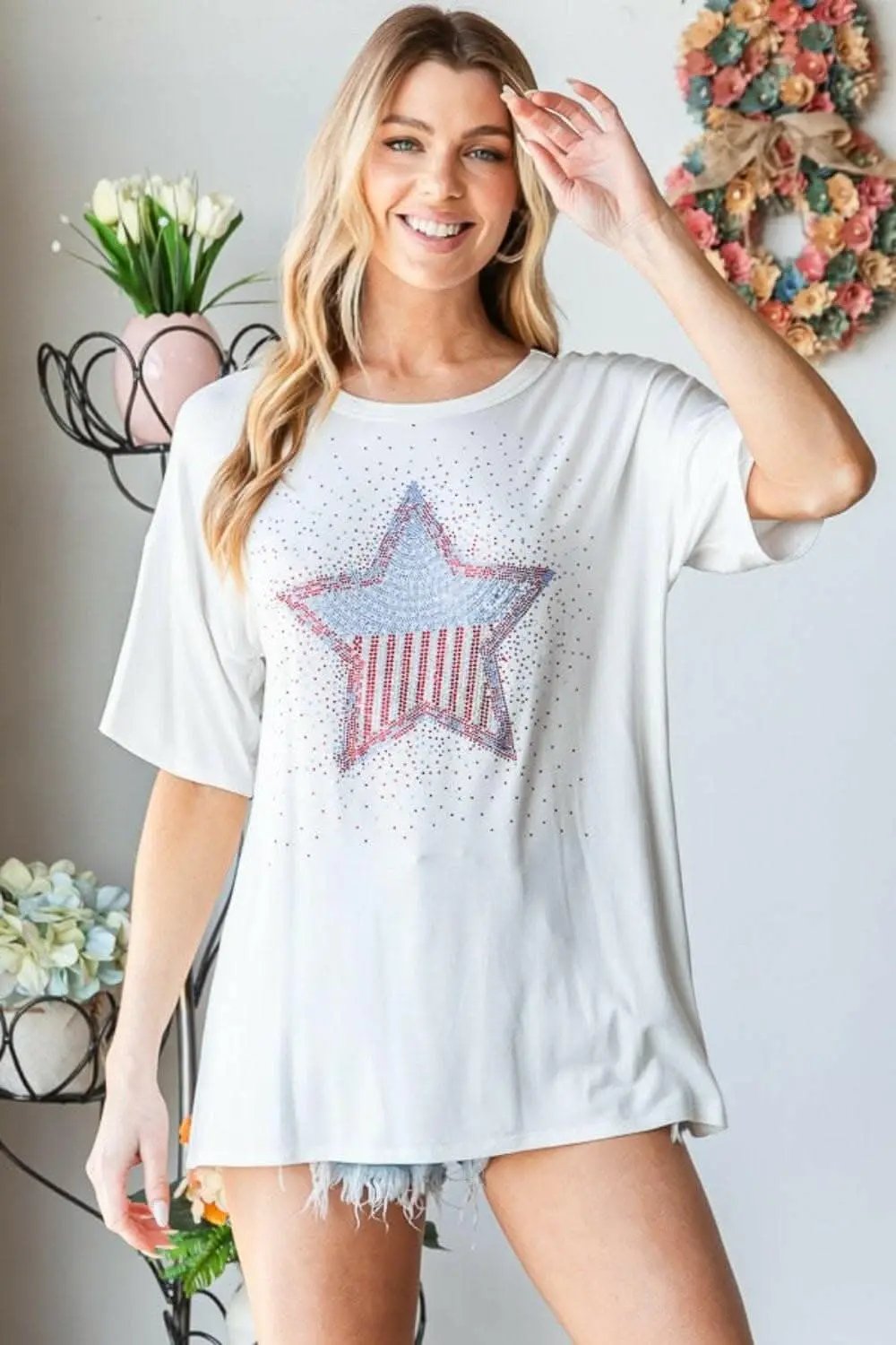 Trendsi Starlight Graphic Tee Women's Casual Short Sleeve T-Shirt - Chic Patch