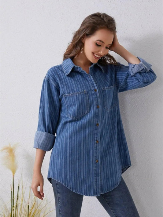 Trendsi Jeans & Denim - Stylish striped denim shirt