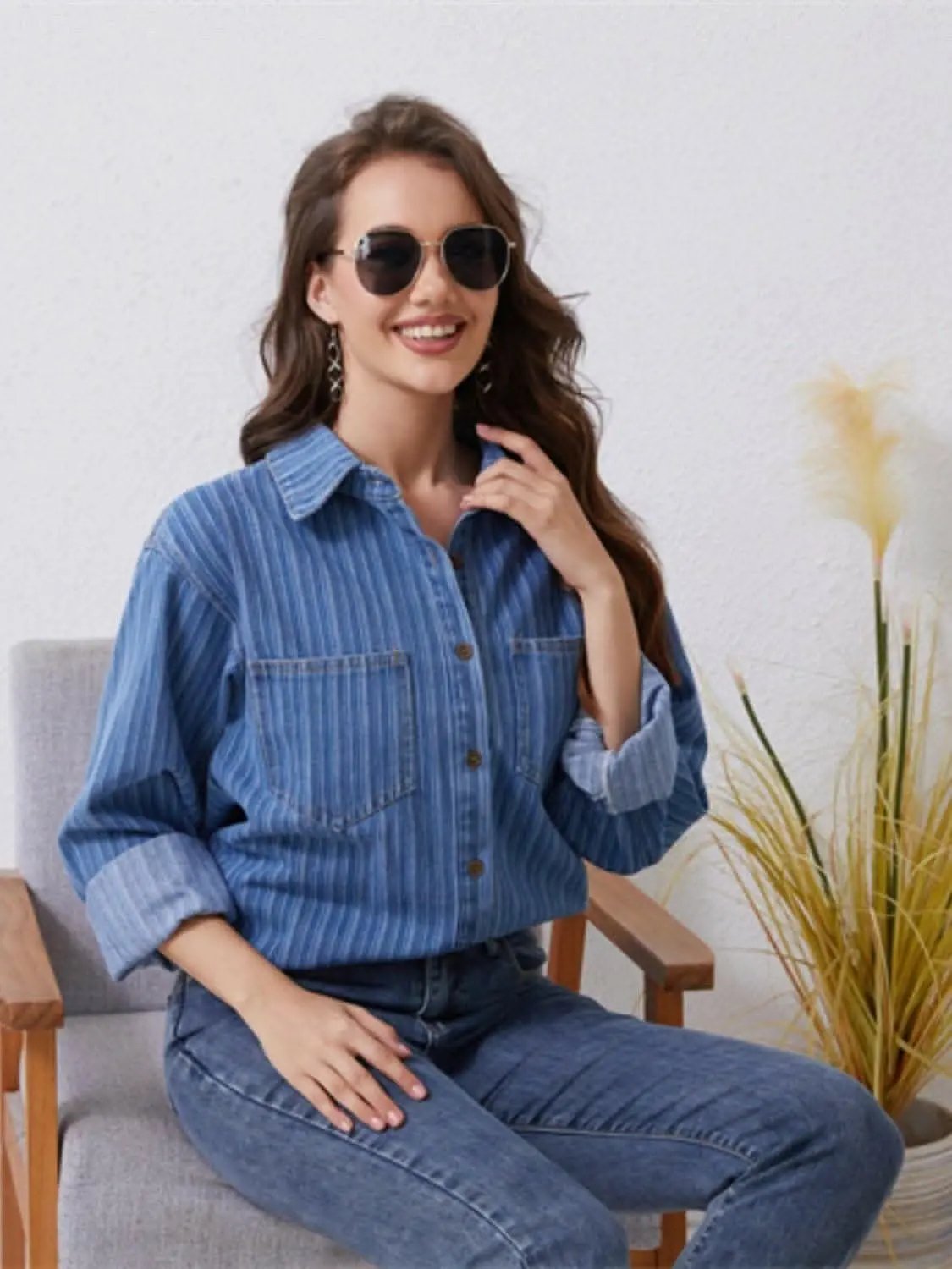 Trendsi Jeans & Denim - Stylish striped denim shirt
