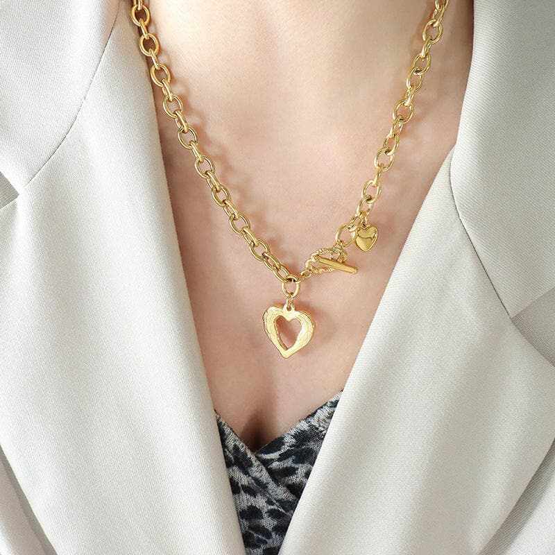 Trendsi Necklaces - Stylish titanium heart pendant necklace