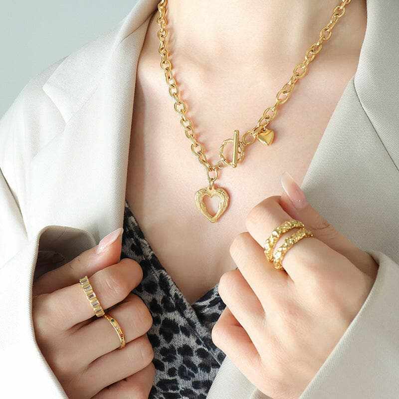 Trendsi Necklaces - Stylish titanium heart pendant necklace