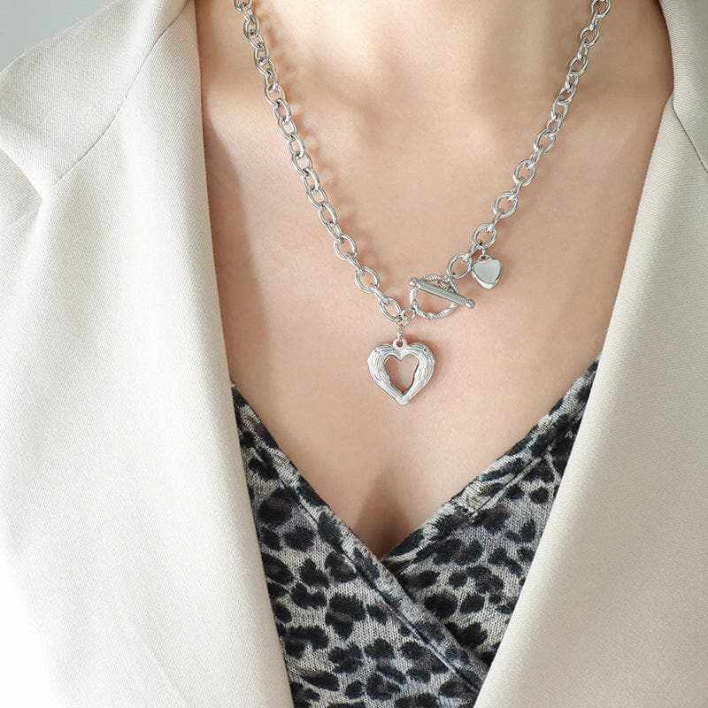 Trendsi Necklaces - Stylish titanium heart pendant necklace