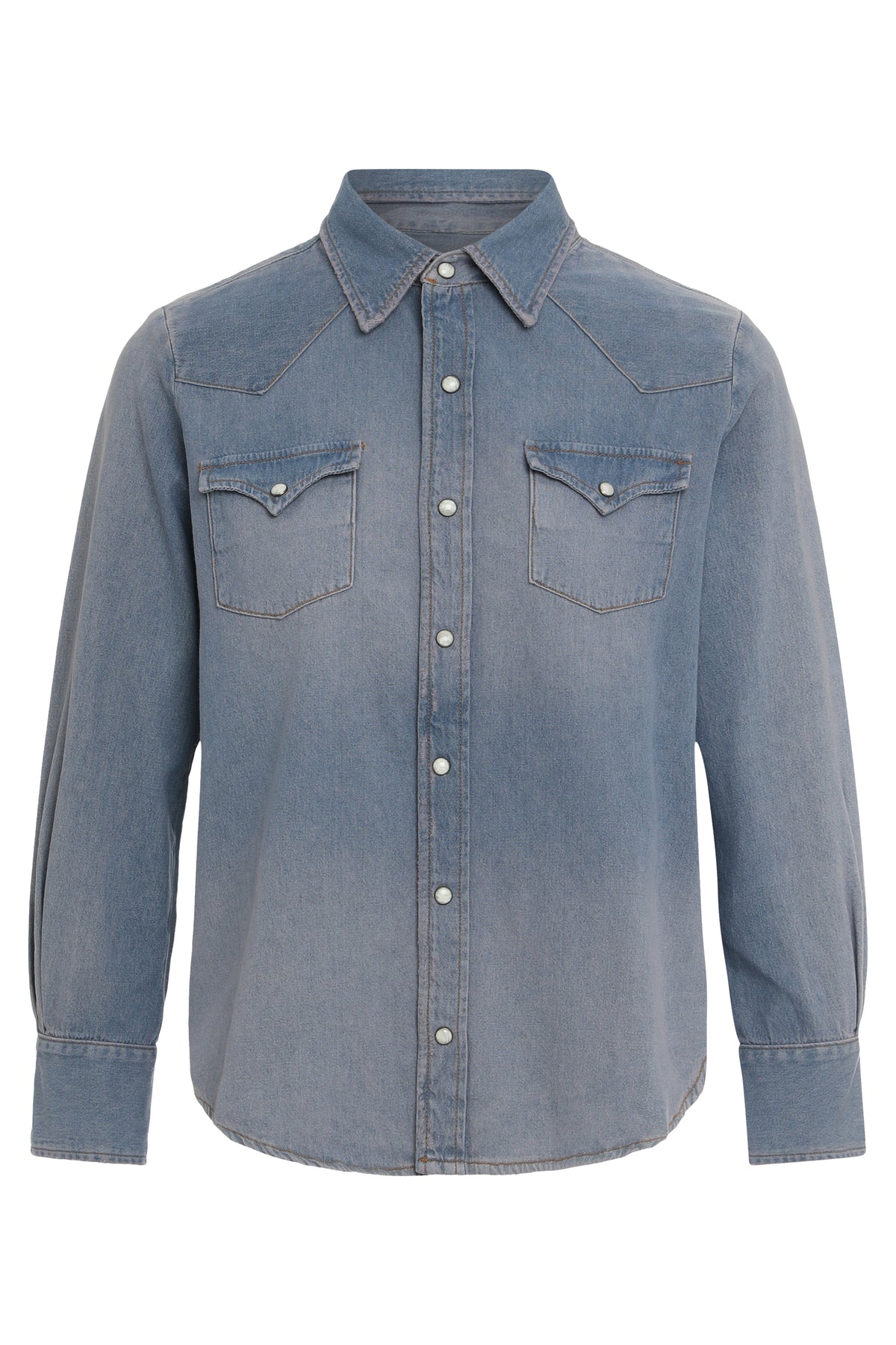 Western Denim Shirt in Faded Blue