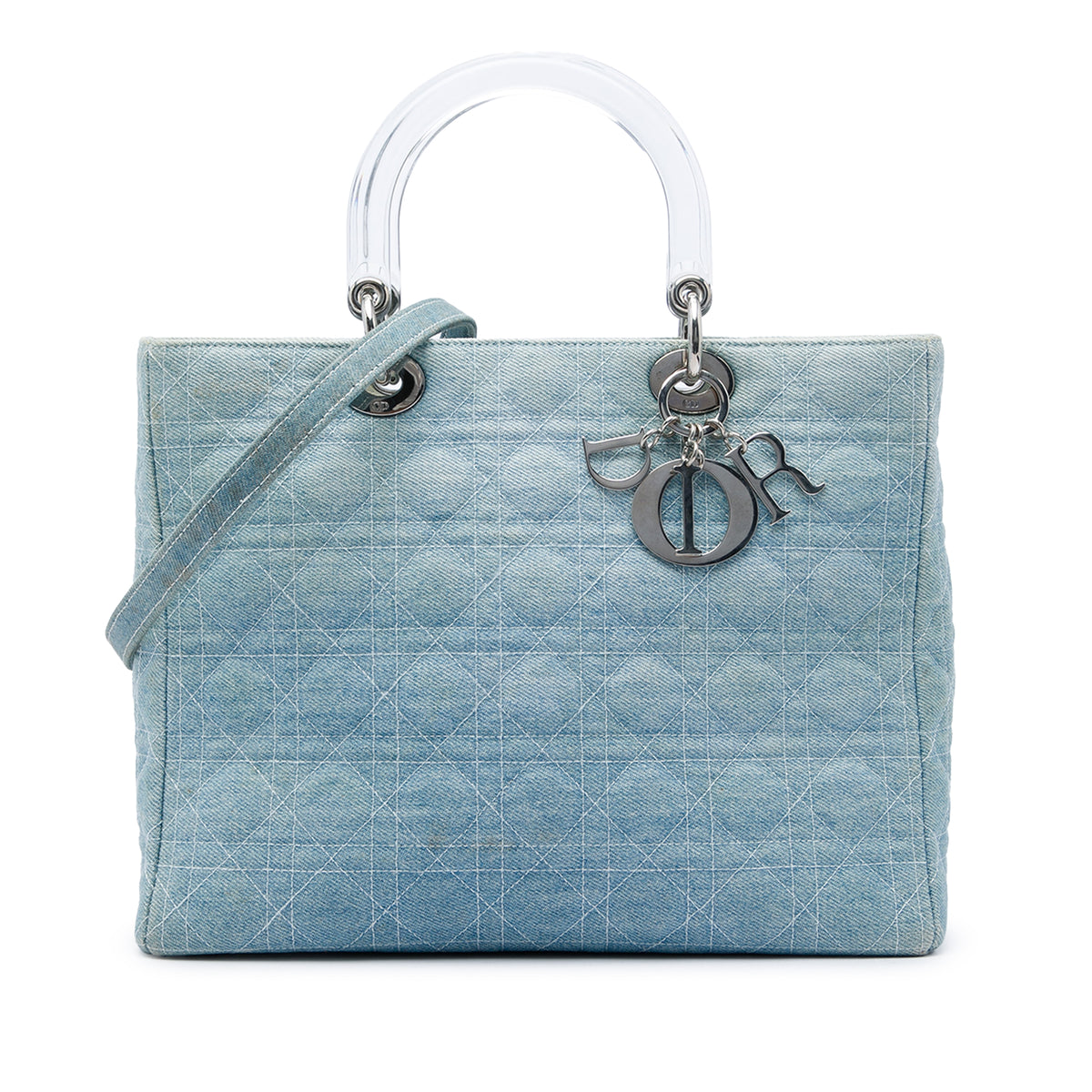 Dior Denim Satchel With Acrylic Handles