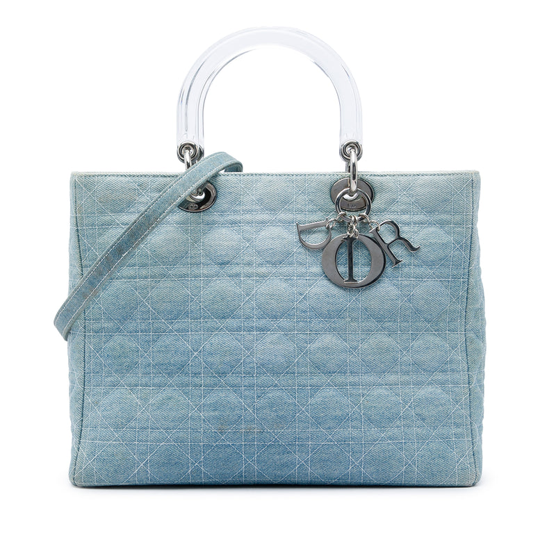 Dior Denim Satchel With Acrylic Handles