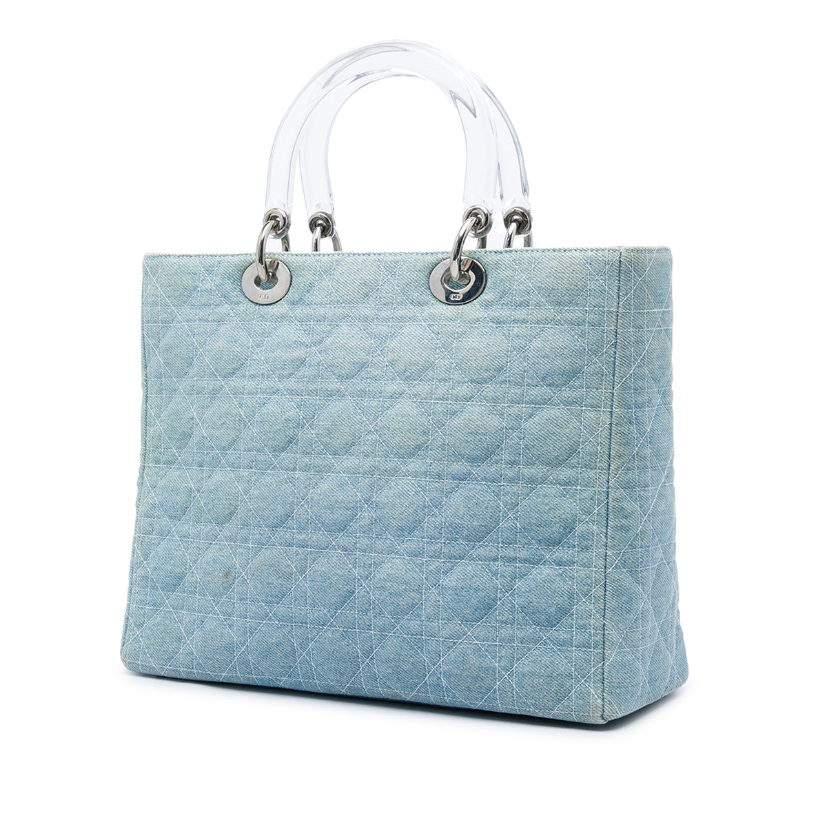 Dior Denim Satchel With Acrylic Handles, view 2