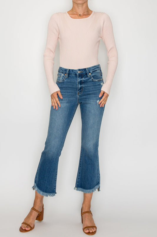 ECO FRIENDLY CROP FLARE JEANS