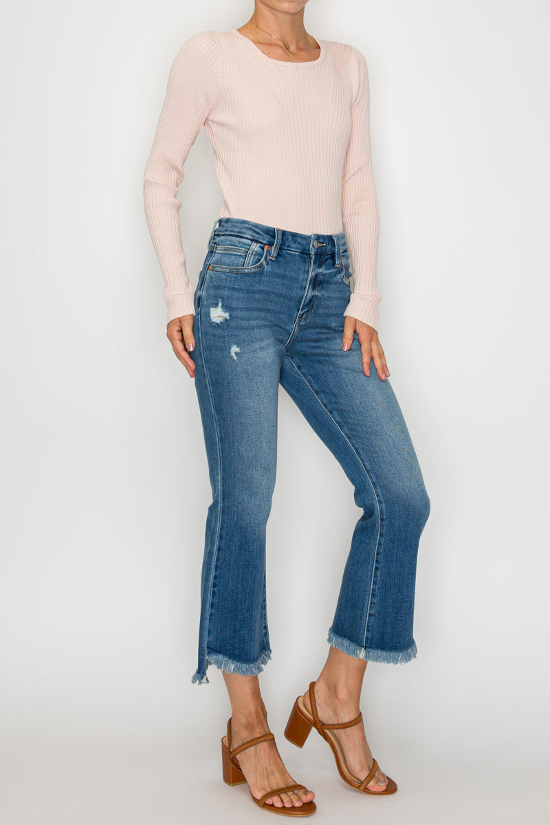 ECO FRIENDLY CROP FLARE JEANS