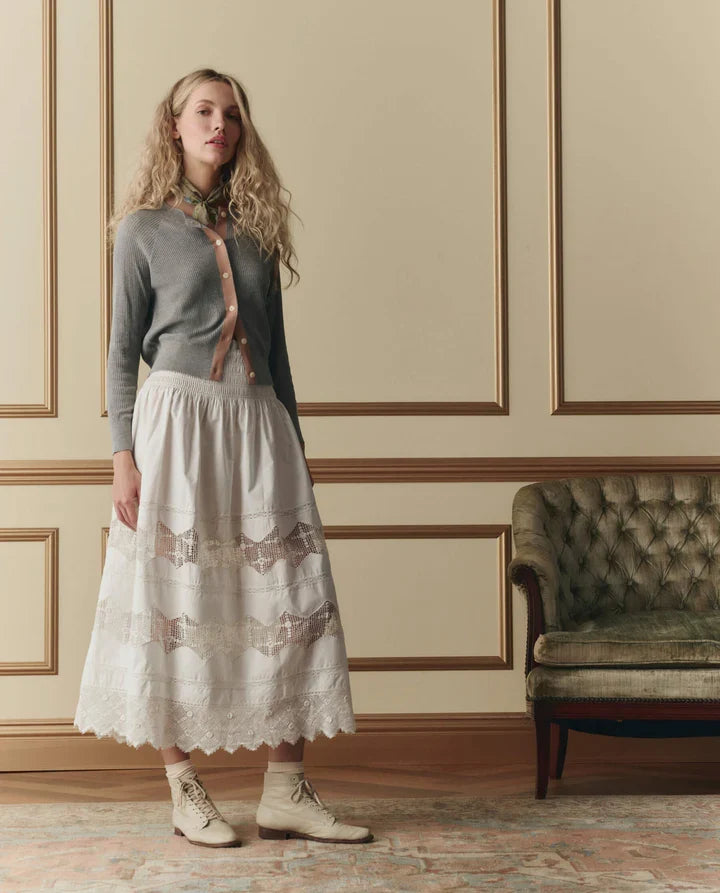 The Great. The Rosette Crochet Canary Skirt