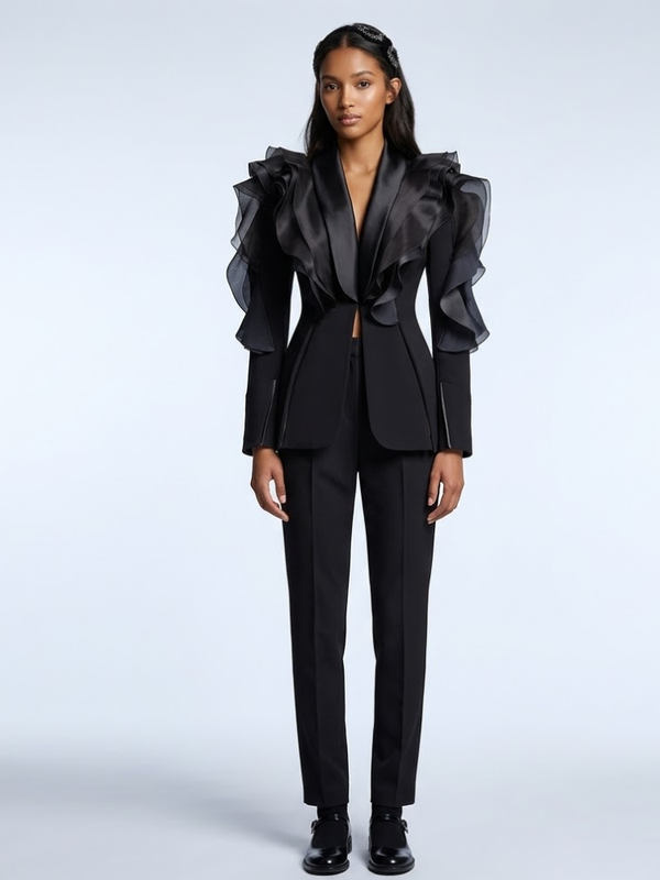 TRIBECA Architectural Ruffle Blazer | Luxury BYMANYC ® New York