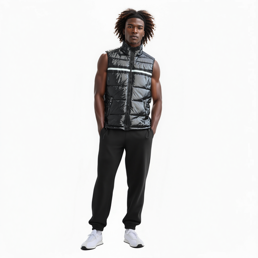 Men's Zip-Up Puffer Vest In Black