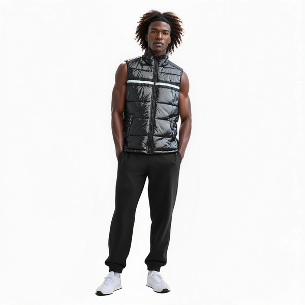 Men's Zip-Up Puffer Vest In Black