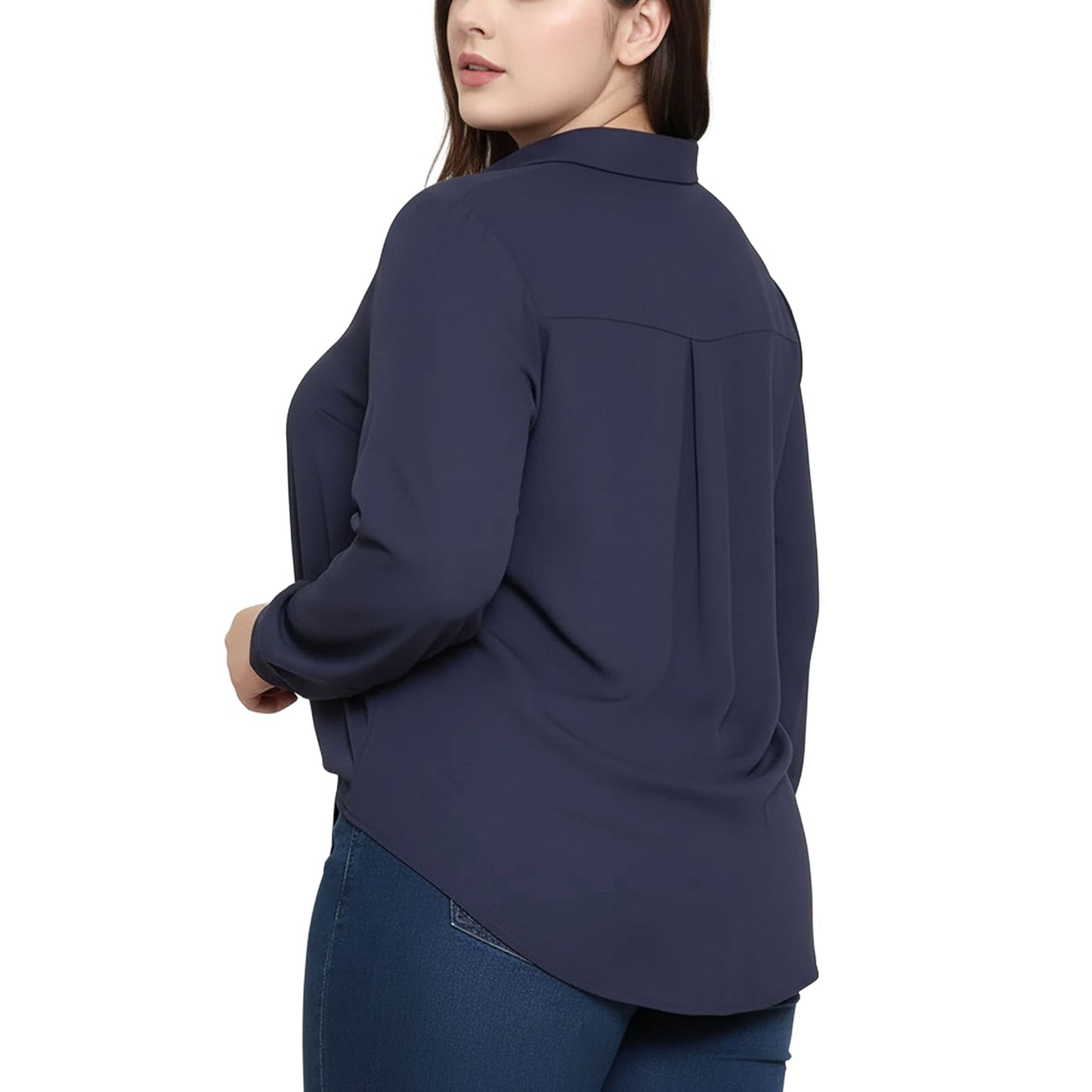 Pleione Plus Tie-Front Button-Down Blouse