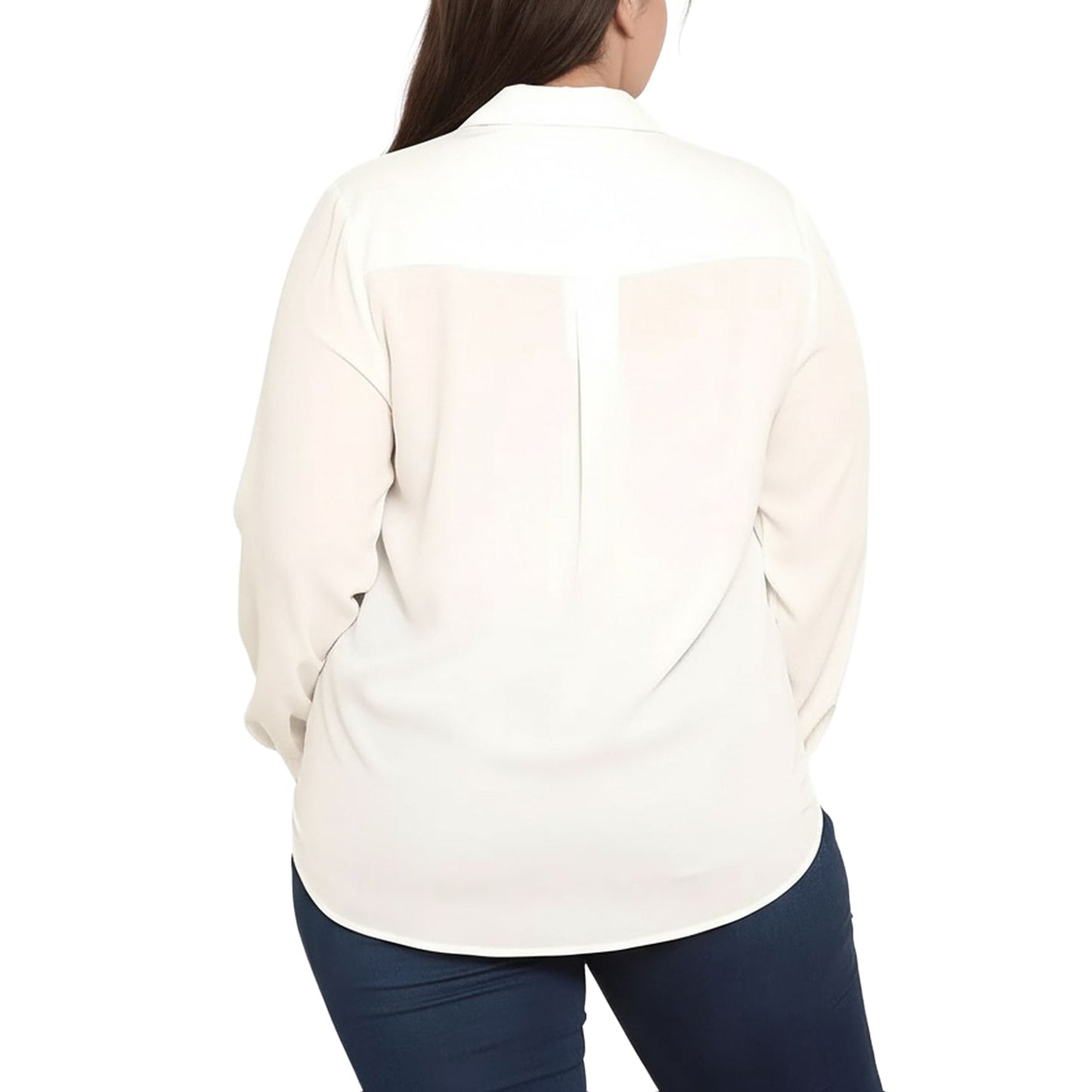 Pleione Plus Tie-Front Button-Down Blouse