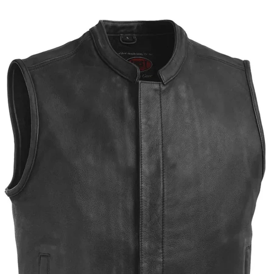 Top Rocker Men's Motorcycle Leather Vest