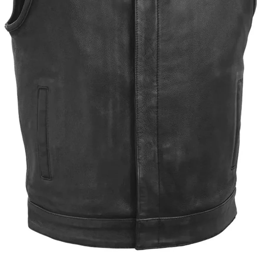 Top Rocker Men's Motorcycle Leather Vest