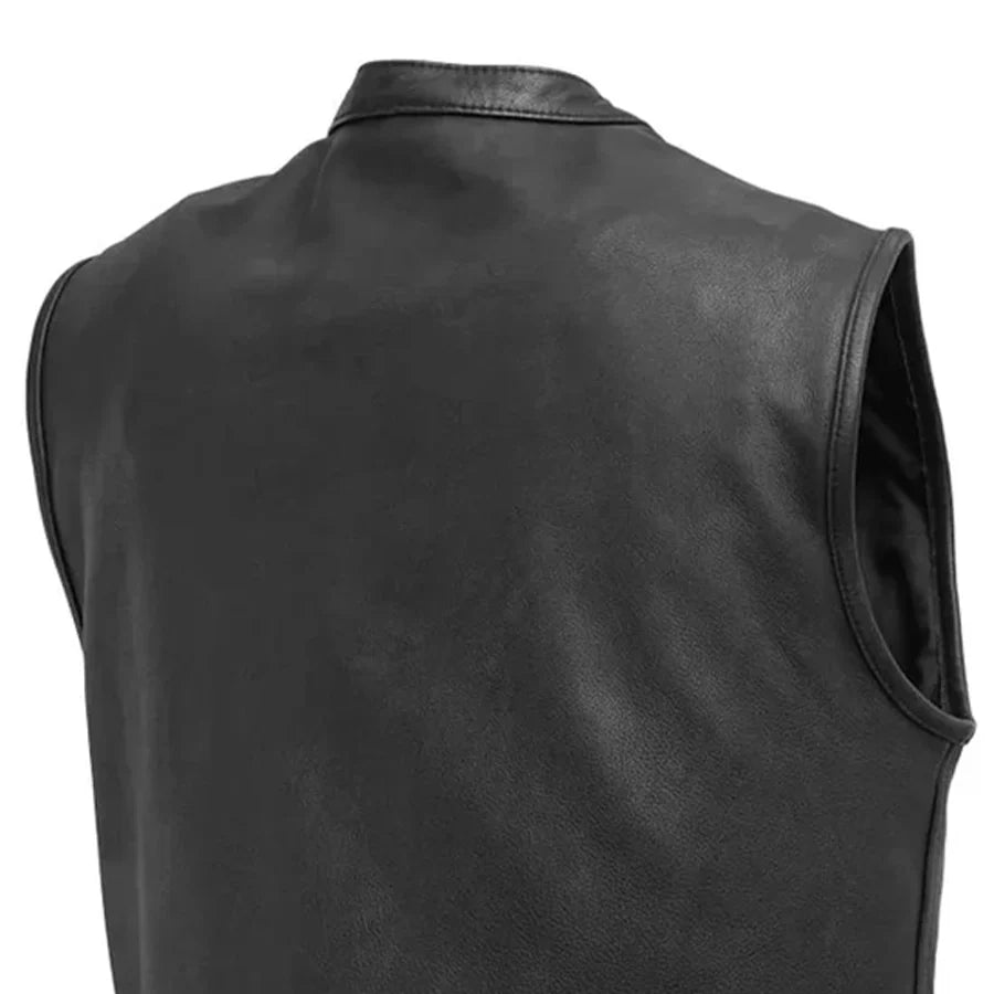 Top Rocker Men's Motorcycle Leather Vest