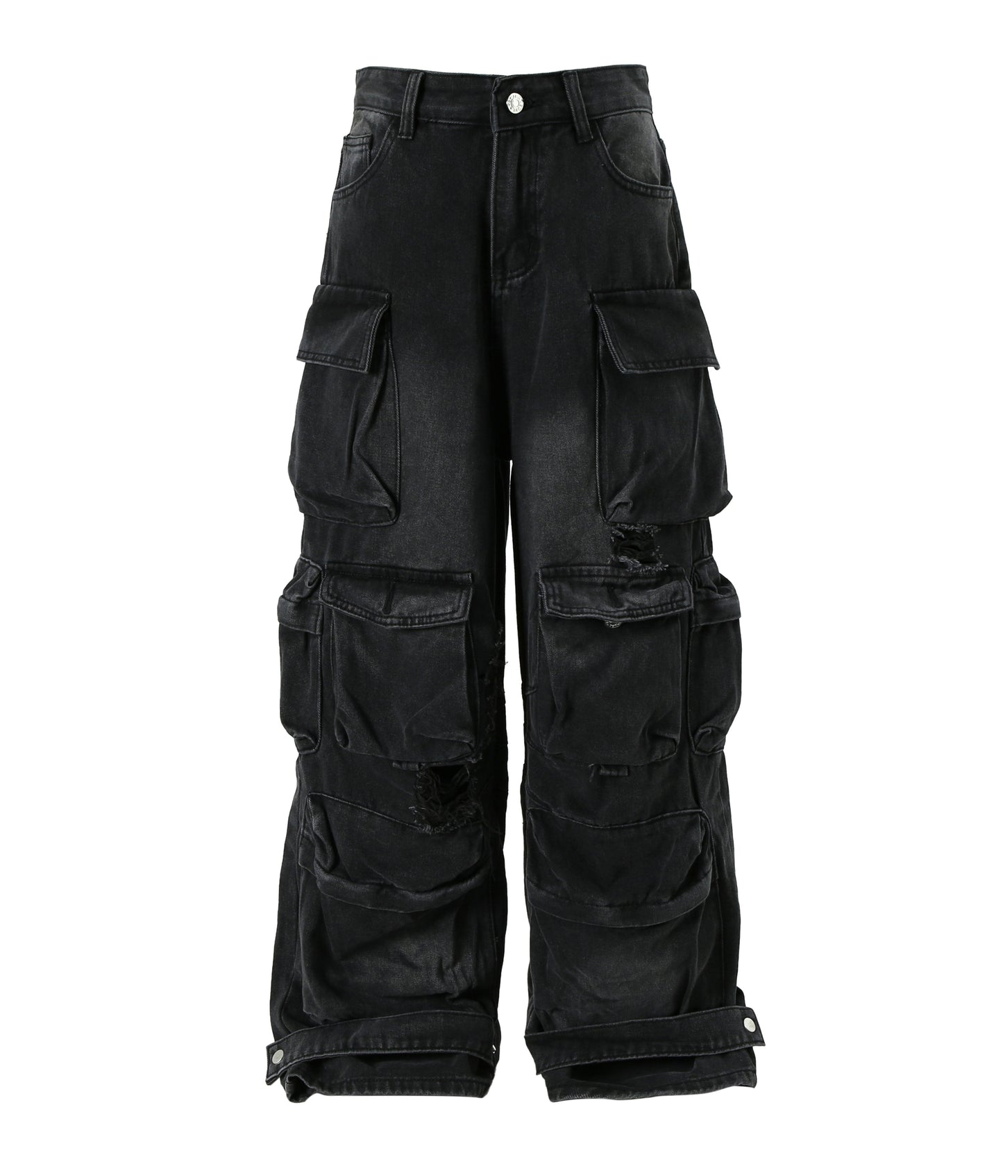 NOIR DISTRESSED CARGO DENIM