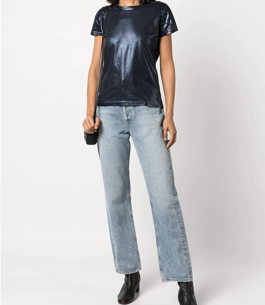 Metallic Coated Cotton T-Shirt