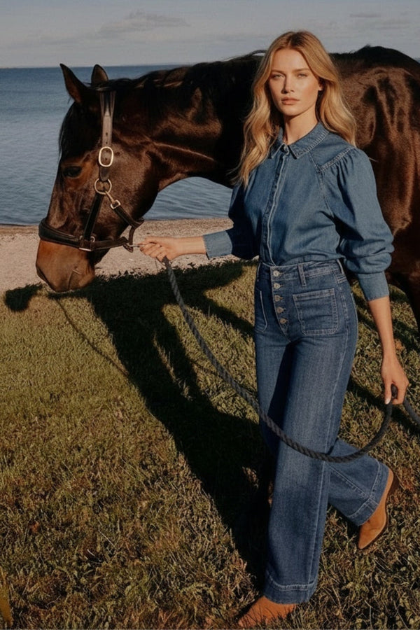 High Rise Front Patch Pocket Holly Flare Jeans