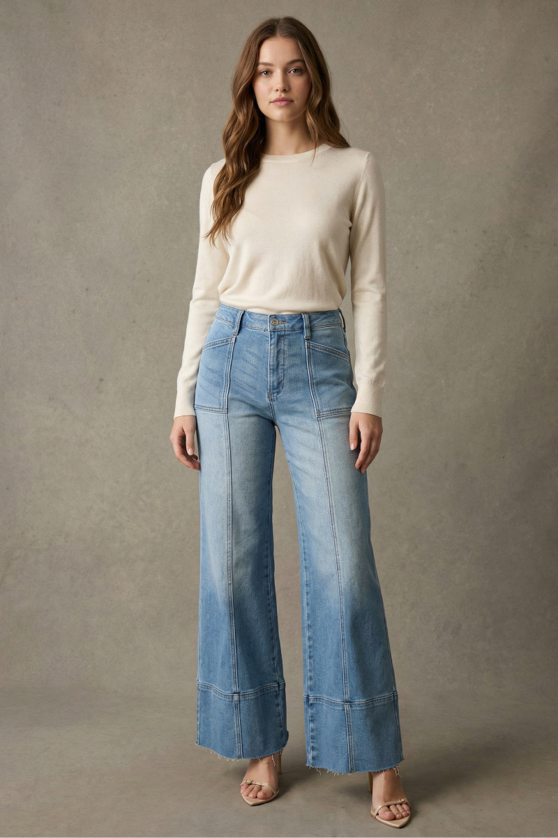Aurora Eco Friendly Fabric Tummy Control Slim Palazzo Jeans