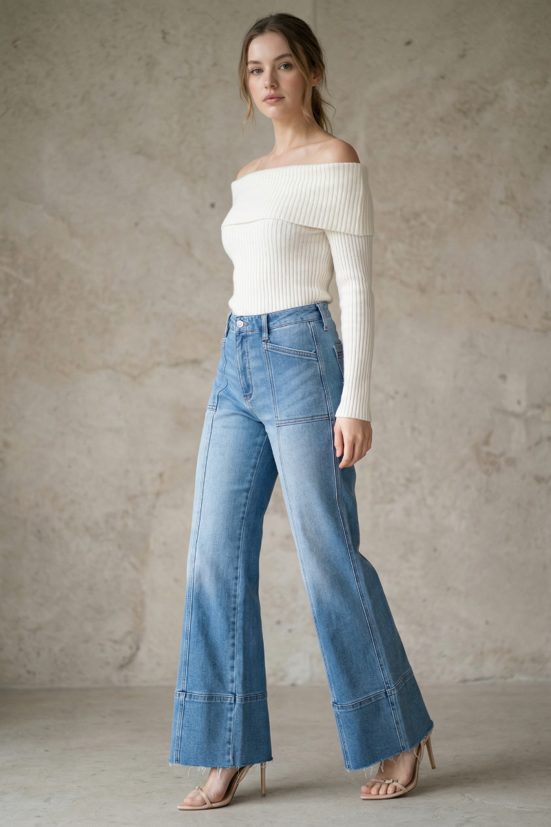 Aurora Eco Friendly Fabric Tummy Control Slim Palazzo Jeans