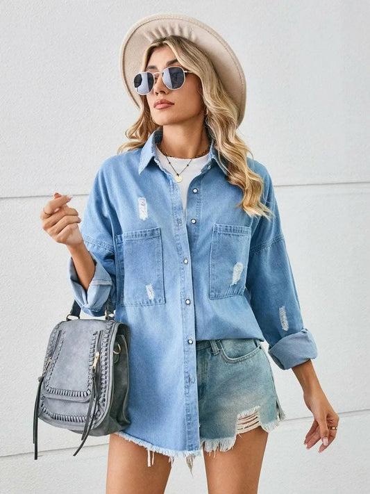 Denim Jacket - Distressed - Urban Edge Style