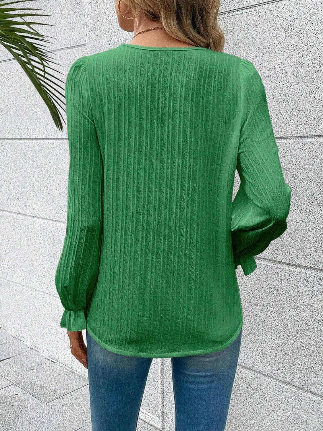 Trendsi Lace Blouse Women's Elegant V-Neck Flutter Sleeve Top Stylish