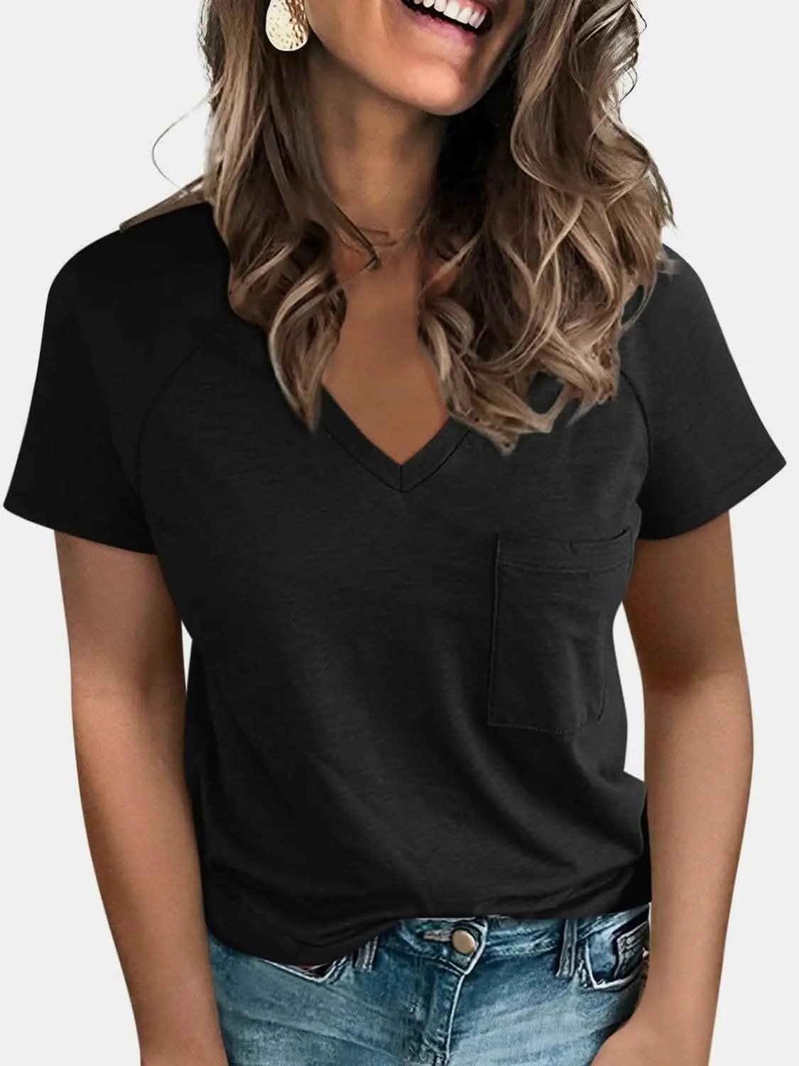 Trendsi just arrived - V-neck tee with pockets - comfy fit