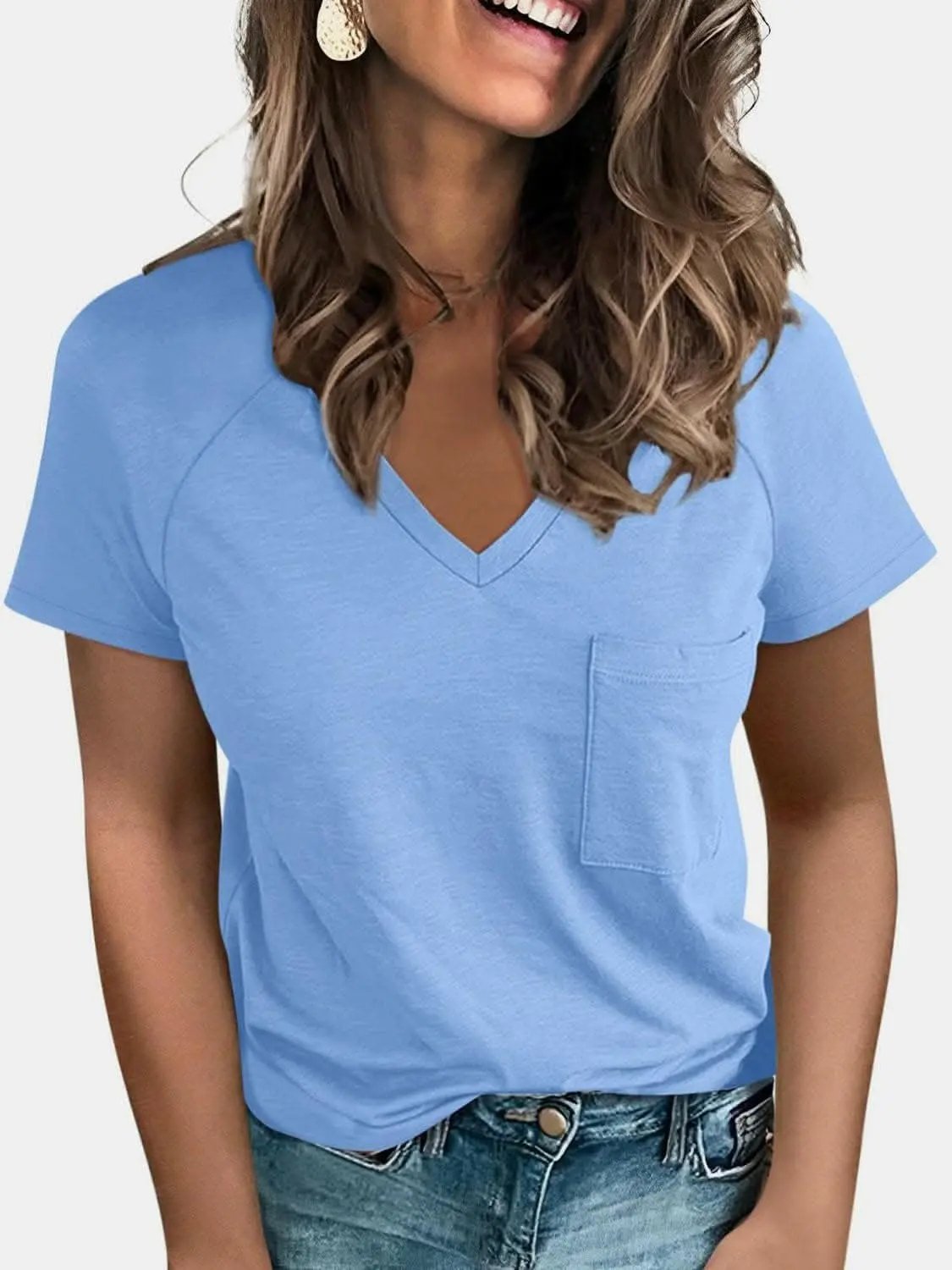 Trendsi just arrived - V-neck tee with pockets - comfy fit