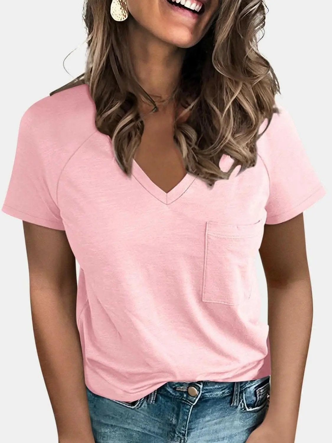 Trendsi just arrived - V-neck tee with pockets - comfy fit