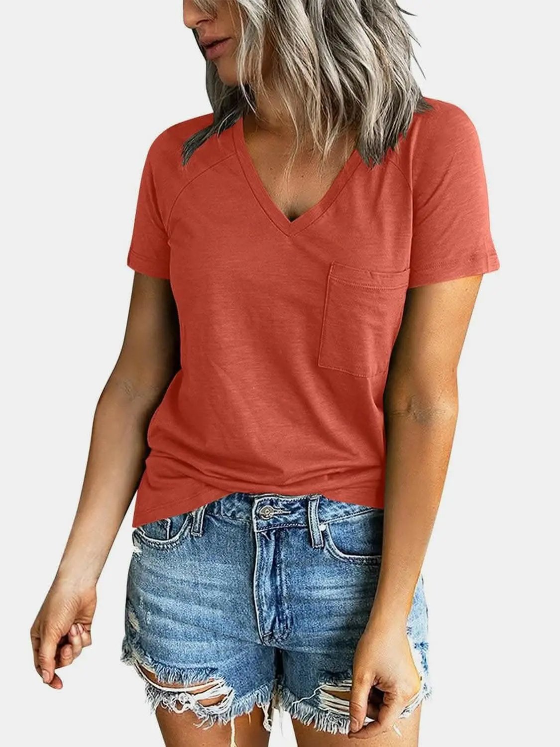 Trendsi just arrived - V-neck tee with pockets - comfy fit