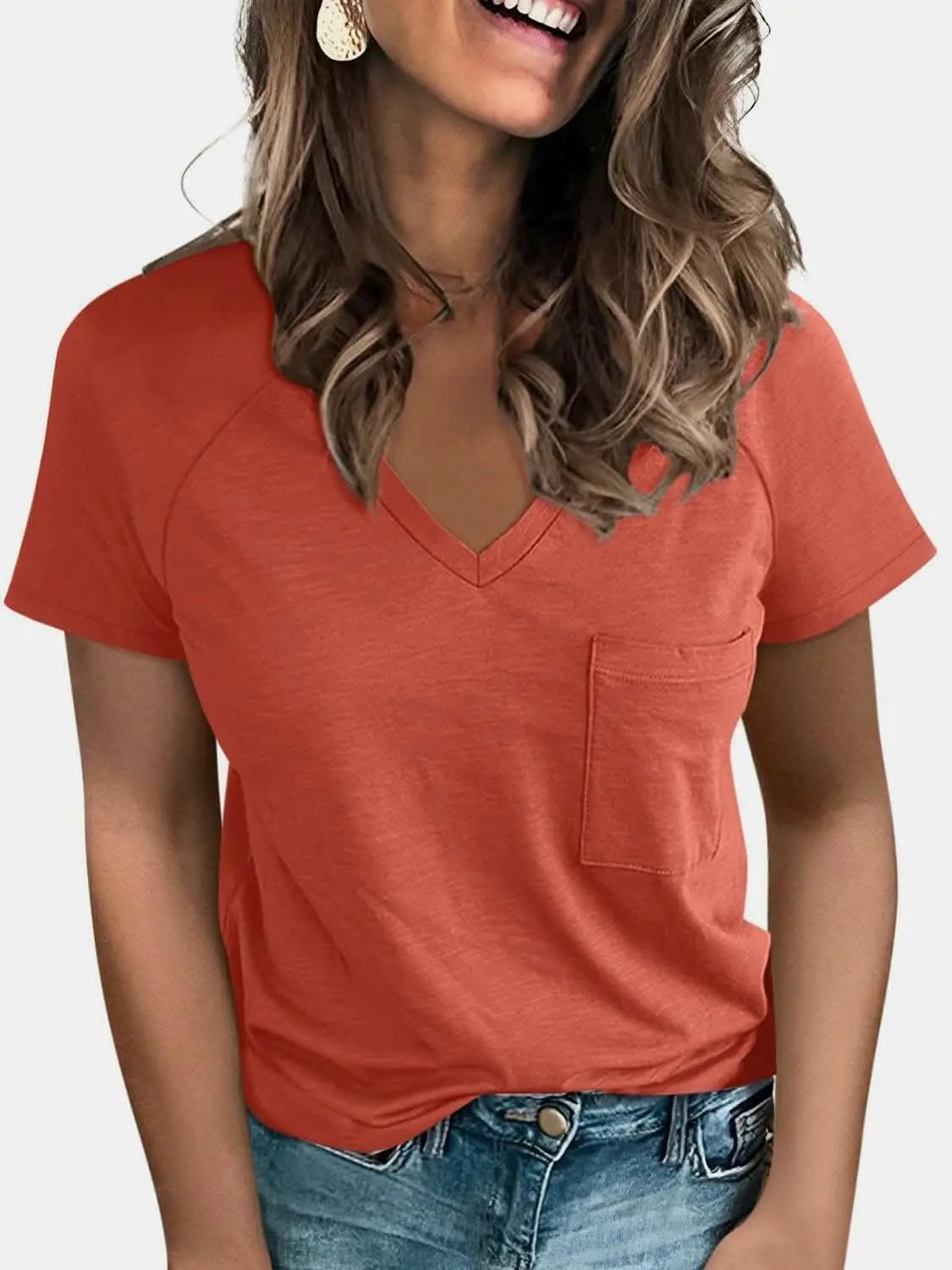 Trendsi just arrived - V-neck tee with pockets - comfy fit