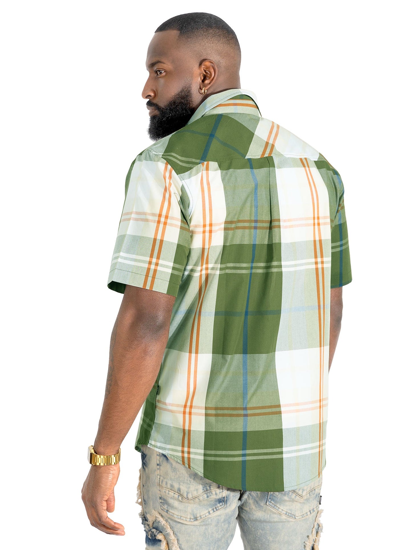 V832 Leon Plaid Shirt - Olive