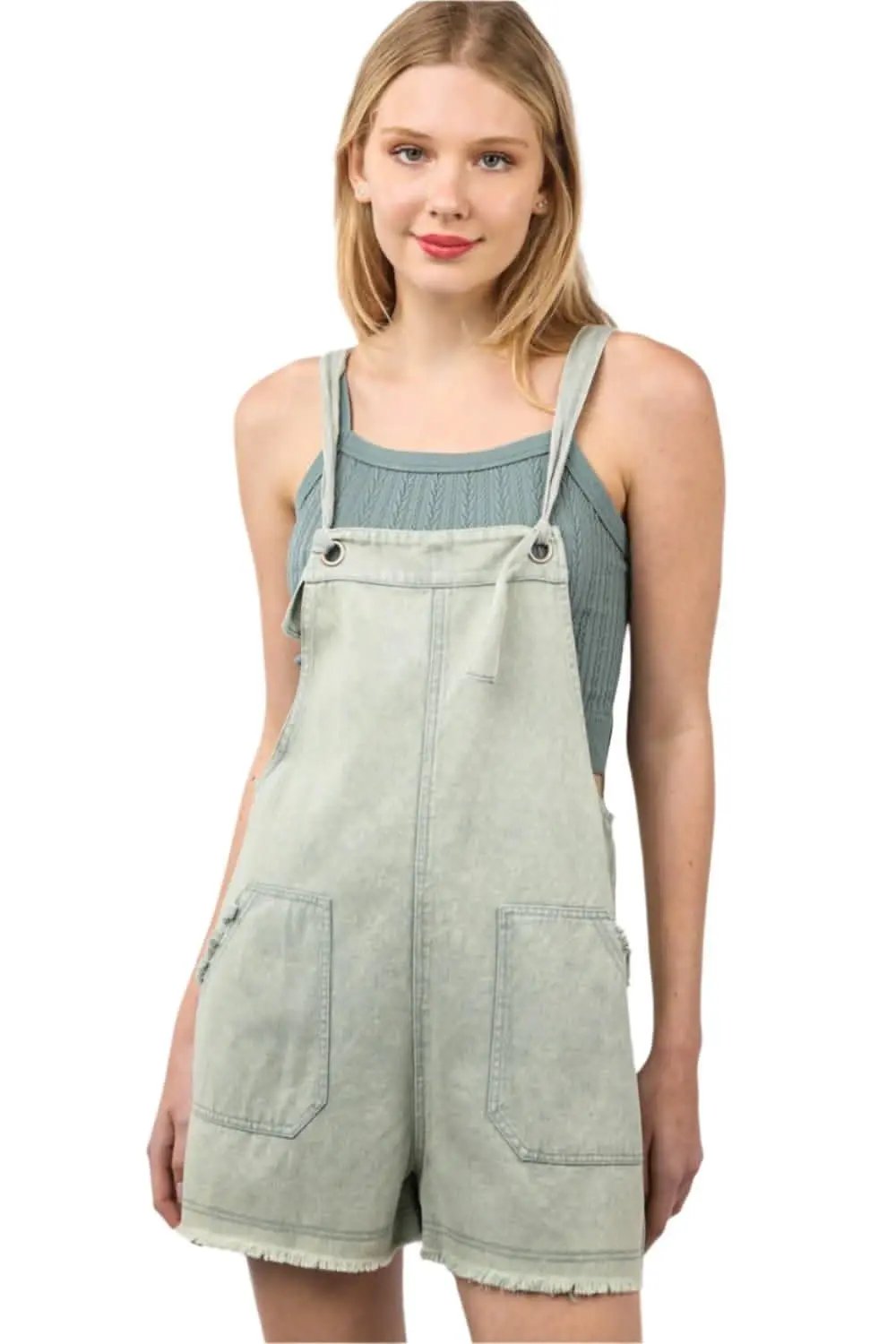 Trendsi VERY J Washed Frayed Hem Denim Overall