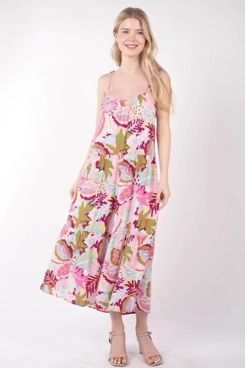 Trendsi Very J Tropical Printed Cami Midi Dress for Summer