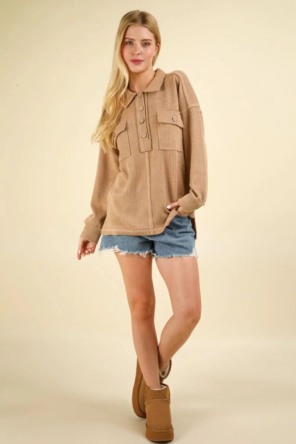 Knit Collared Shirt - Soft & Comfy with Pockets - Casual Style