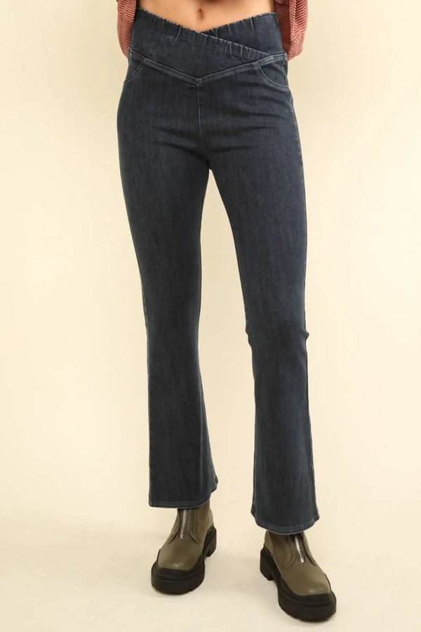 Trendsi Denim Crossover Leggings Women's Everyday Activewear Comfortable Stretch