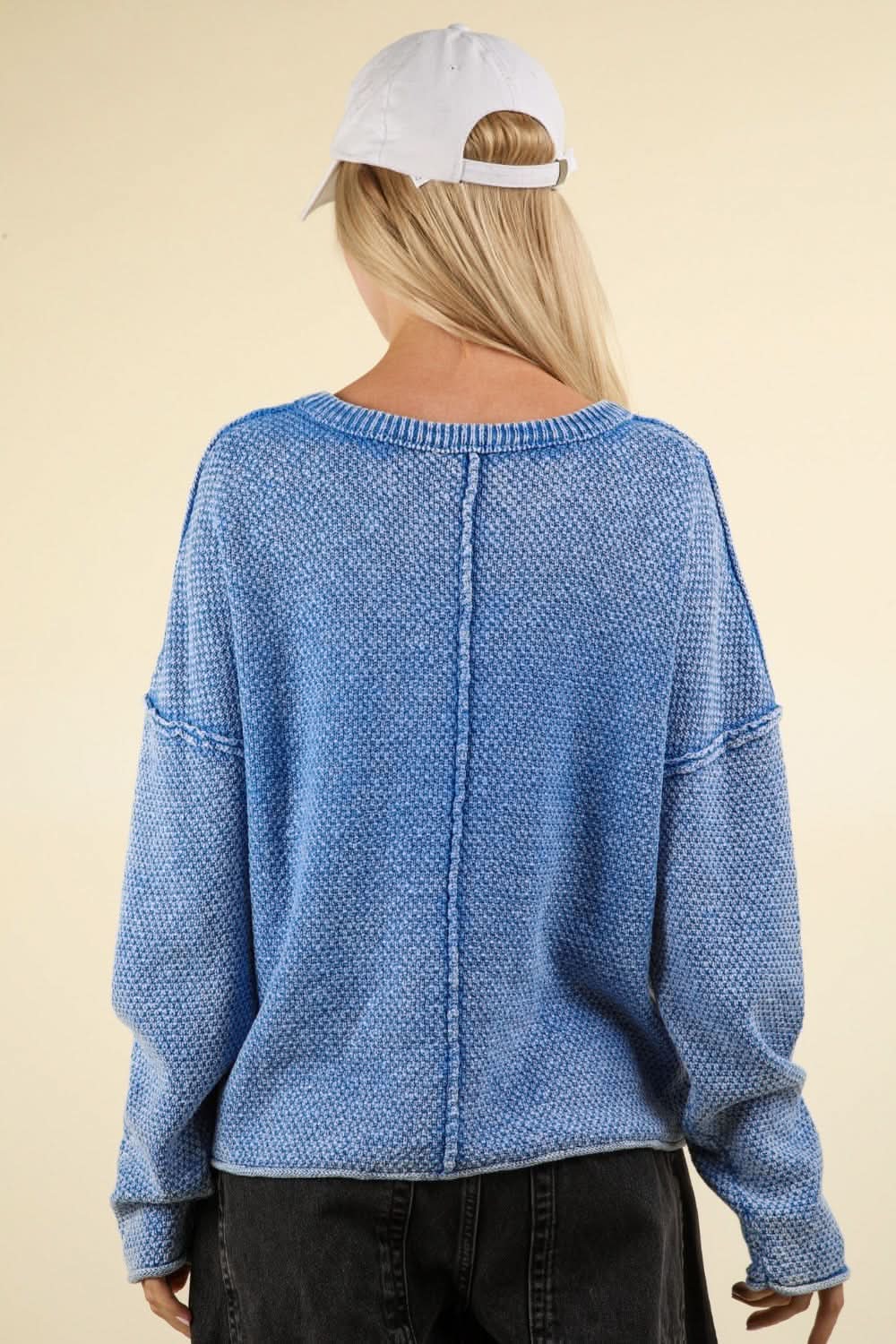 Trendsi Mineral Washed Sweater Women's Everyday Pullover Soft, Comfy