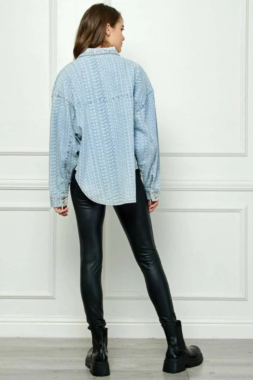 Denim Top - Dropped Shoulder - Button-Up Shirt