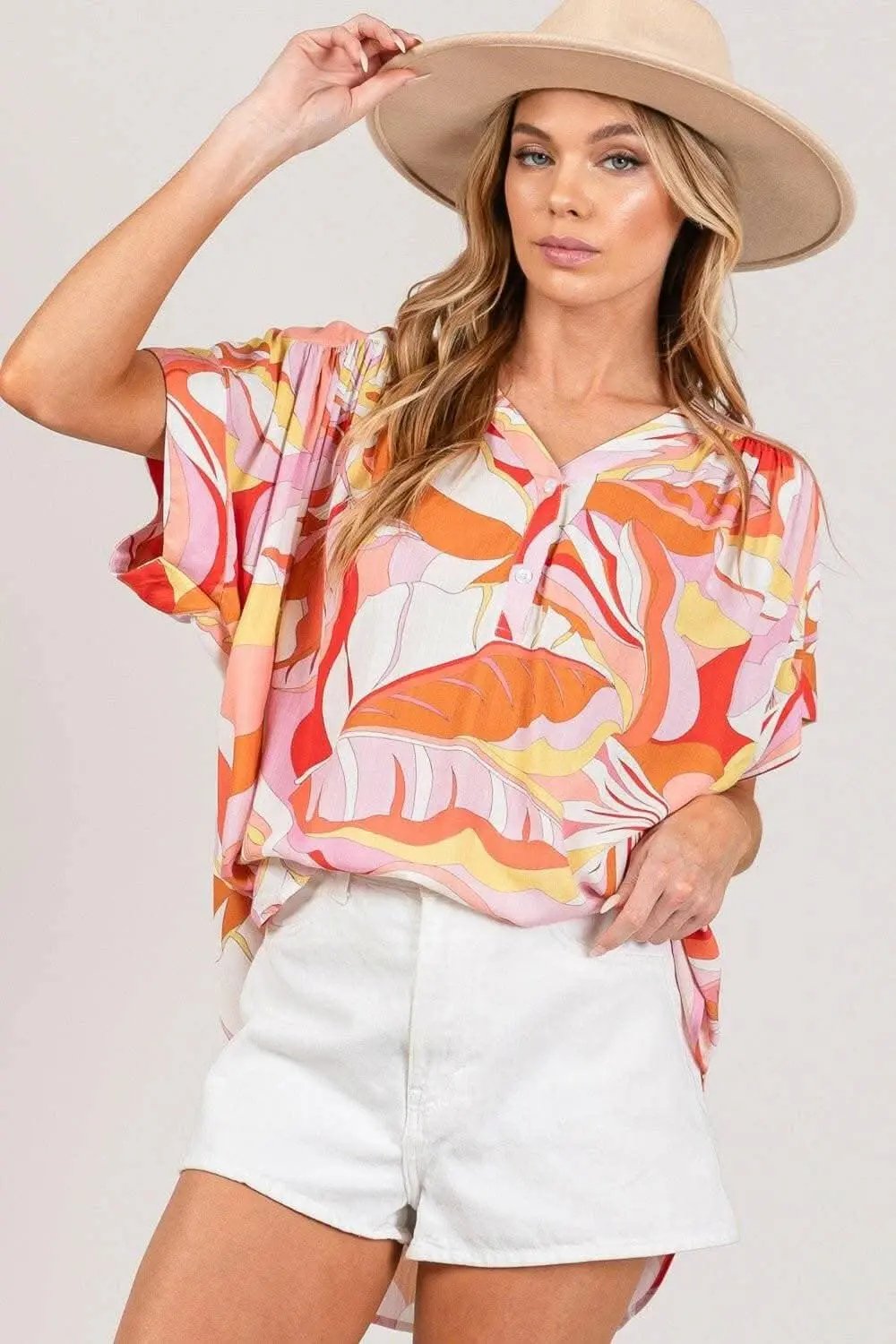 Women's Blouse - Vibrant Abstract Print - Chic & Trendy Top