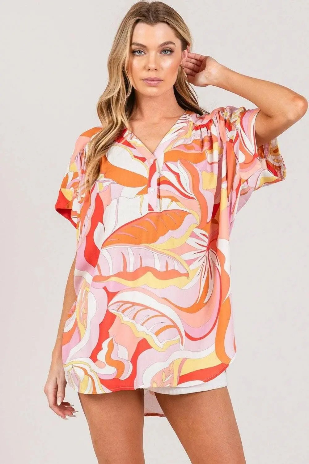 Women's Blouse - Vibrant Abstract Print - Chic & Trendy Top