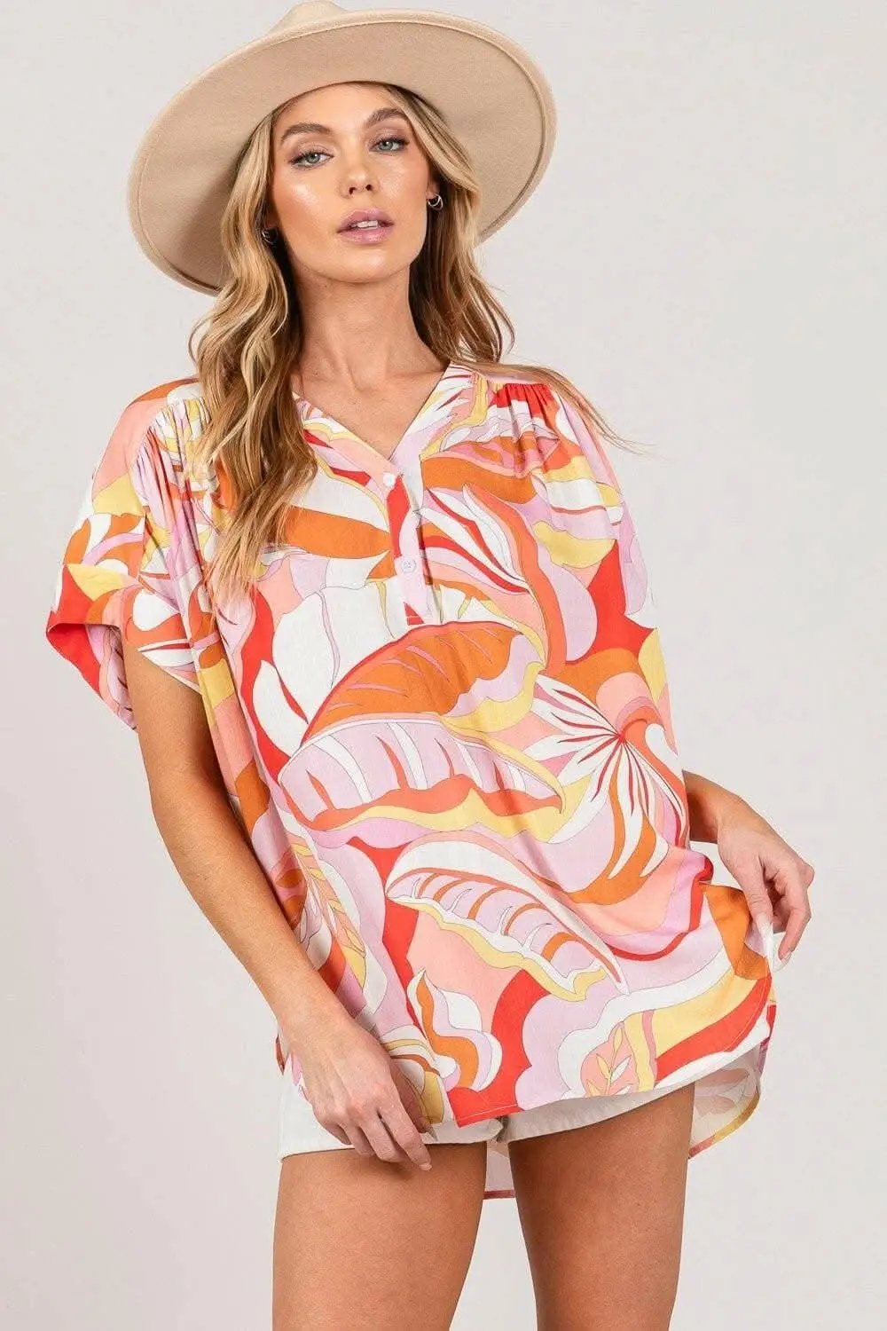 Women's Blouse - Vibrant Abstract Print - Chic & Trendy Top