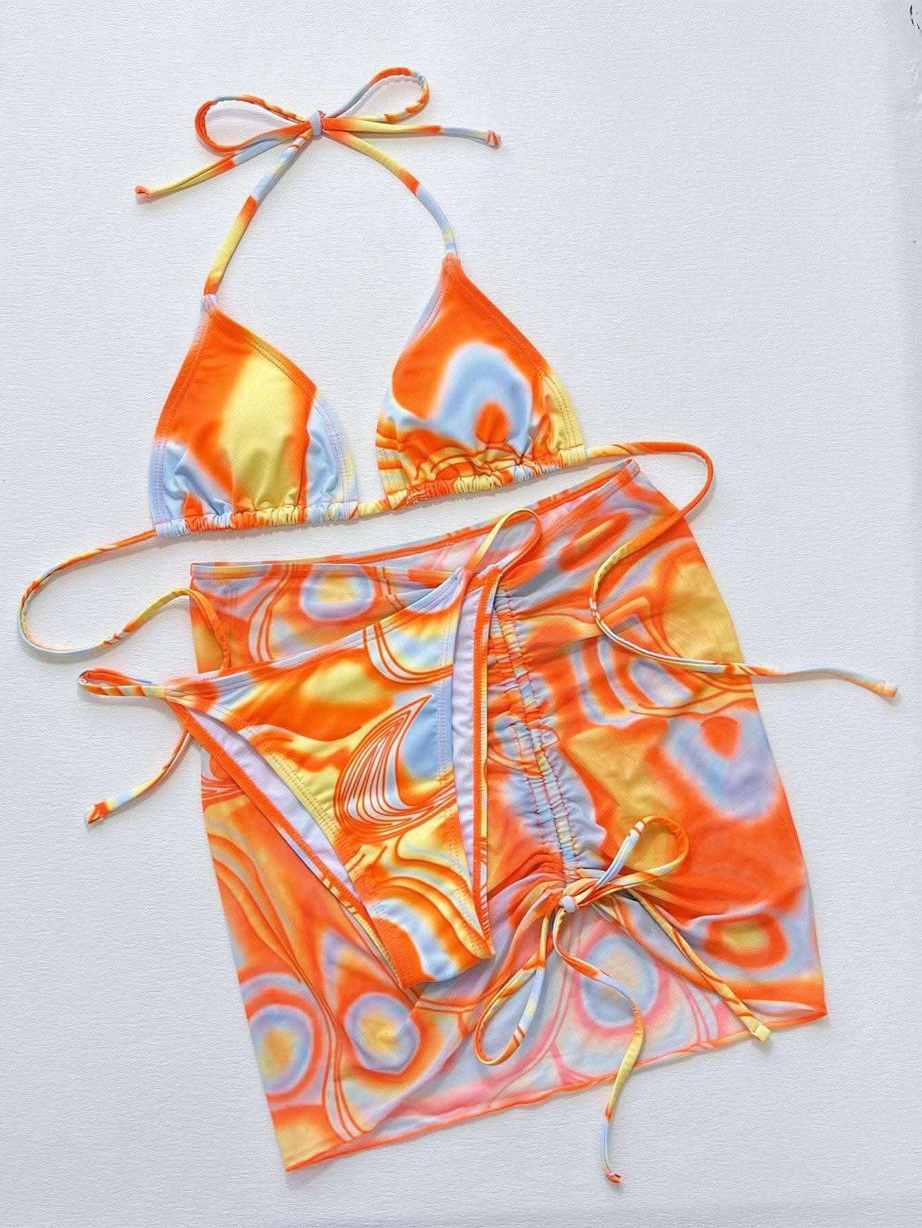 Trendsi swimwear - Vibrant ruched 3-piece swim set