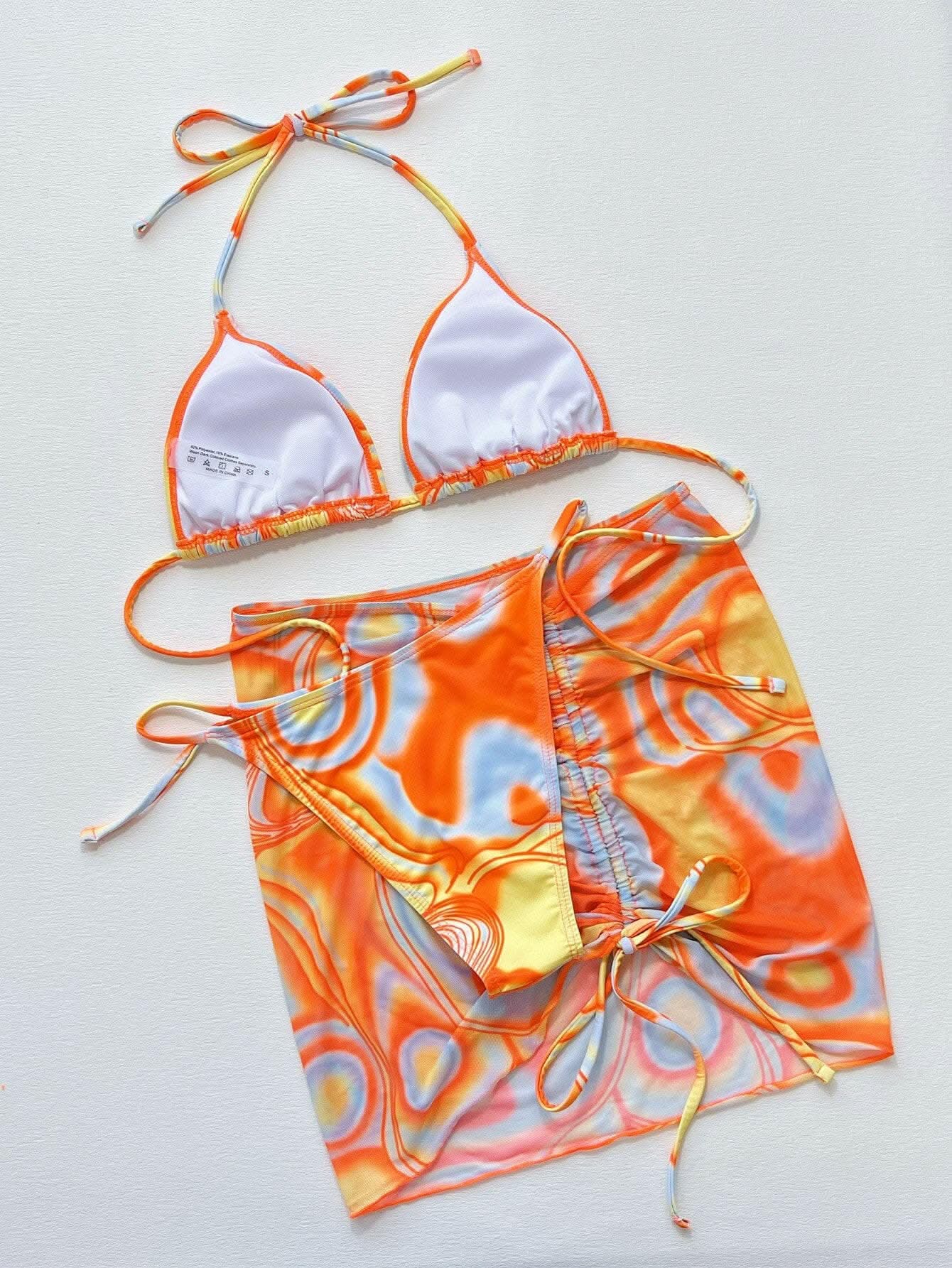 Trendsi swimwear - Vibrant ruched 3-piece swim set