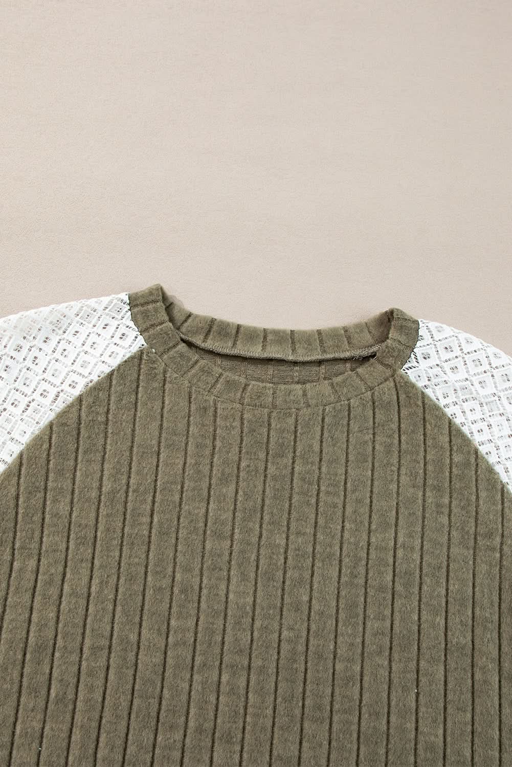 Love Salve Green Floral Blouse Women's Daily Elegant Top: Plus Size, Ribbed