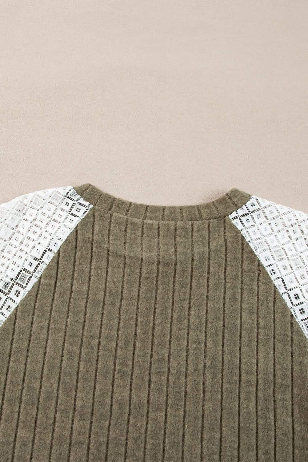 Love Salve Green Floral Blouse Women's Daily Elegant Top: Plus Size, Ribbed