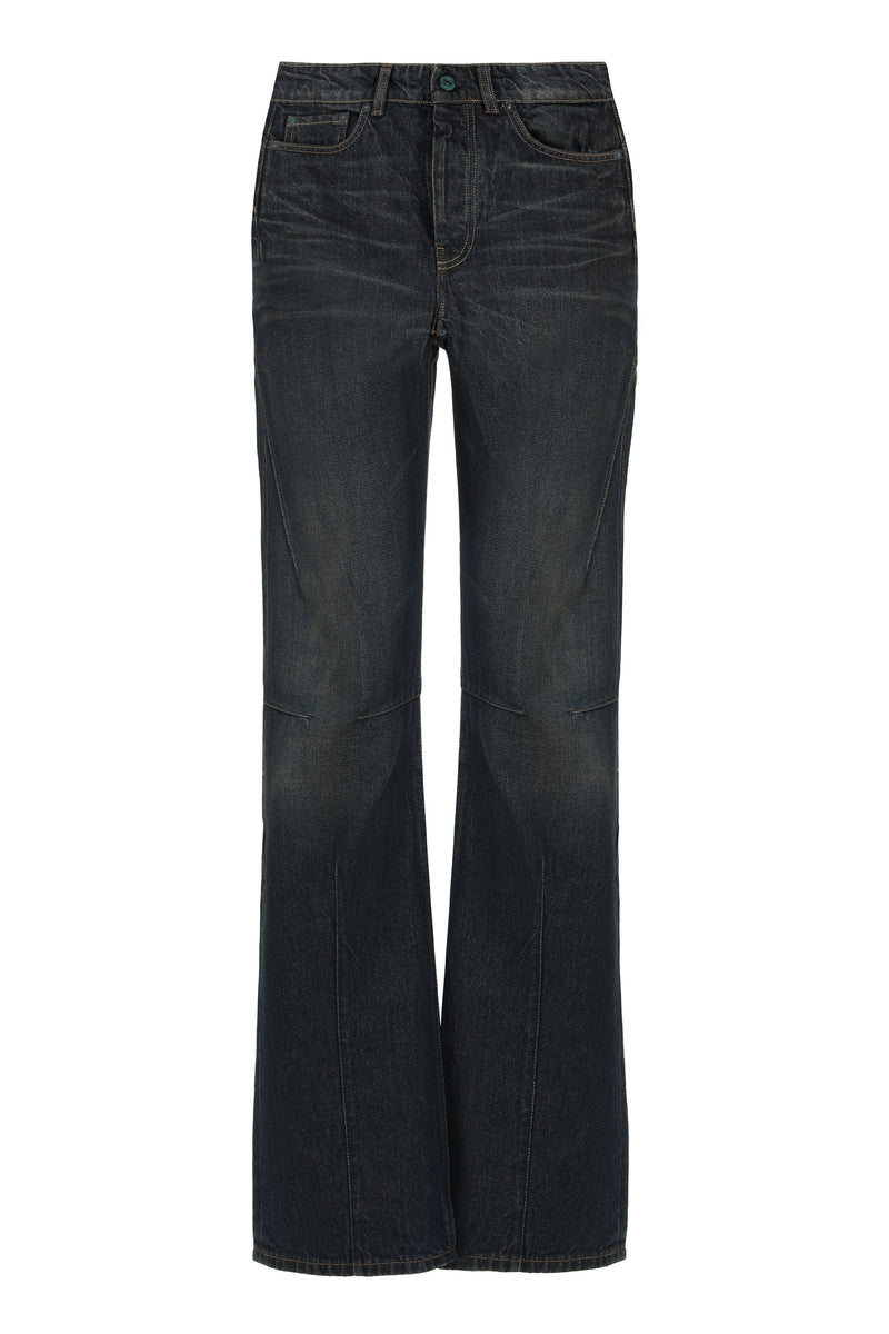Flared Jeans With Moto Cut