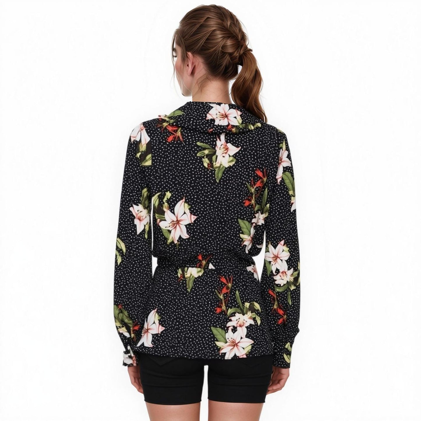Pleione Women's Wrap Front Peplum Blouse Top